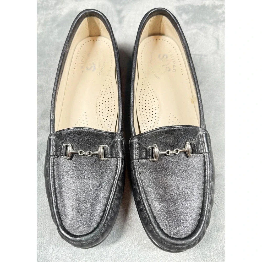 SAS Shoes Womens Size 7N Black‎ Leather Loafers Slip On Tripad Comfort Walking